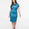 Dolly & Dotty 1950s Blue Otter Print Toni Wiggle Dress