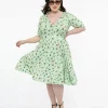 Dolly & Dotty 1950s Mint Green Nothing But Bugs Print Matilda Wrap Dress