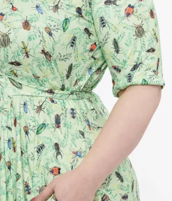 Dolly & Dotty 1950s Mint Green Nothing But Bugs Print Matilda Wrap Dress