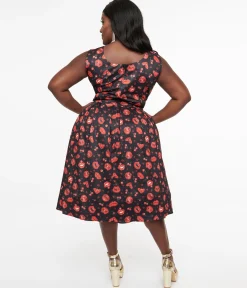Dolly & Dotty 1950s Red Lip & Cherry Amanda Swing Dress
