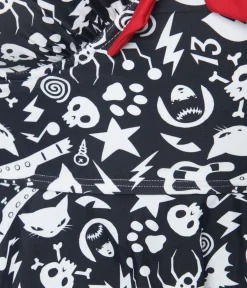 Emily The Strange x Unique Vintage Plus Size Black & White Tankini Swim Top