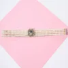 Faux Pearl & Rhinestone Buckle Cinch Belt