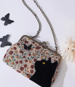 Floral Black Cat Handbag