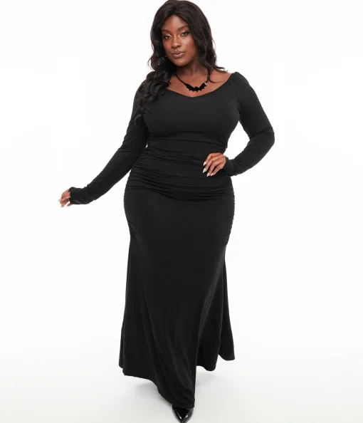 Foxblood Black Morticia Maxi Dress