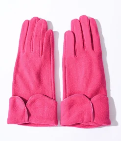 Fuchsia Scallop Cuffed Gloves