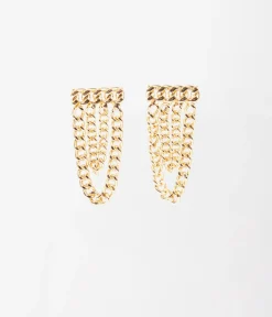 Gold Curb Chain Link Earrings