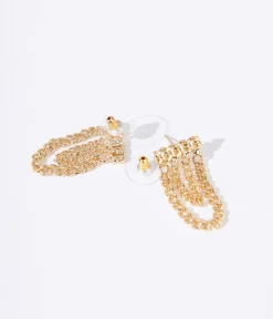 Gold Curb Chain Link Earrings