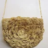 Gold Flower Beaded Crossbody Bag