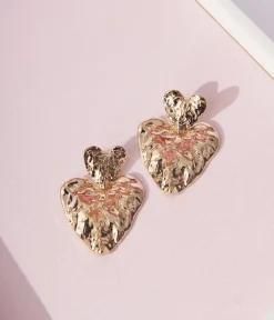 Gold Melt Dual Heart Drop Earrings