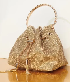 Gold Rhinestone Satchel Handbag