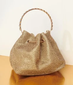 Gold Rhinestone Satchel Handbag