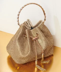 Gold Rhinestone Satchel Handbag