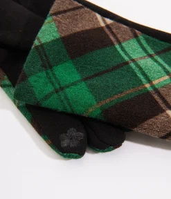 Green & Black Plaid Gloves