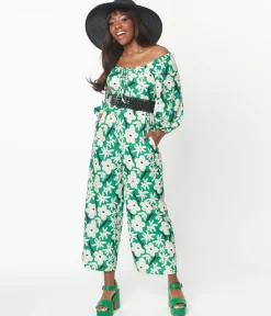 Green & Ivory Floral Jumpsuit