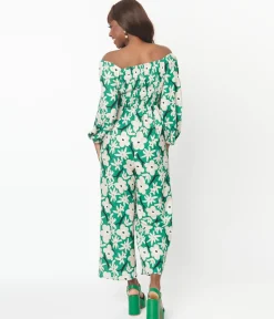 Green & Ivory Floral Jumpsuit