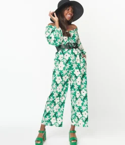Green & Ivory Floral Jumpsuit