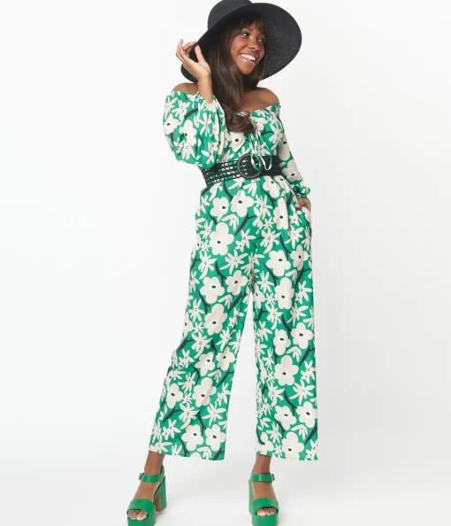 Green & Ivory Floral Jumpsuit