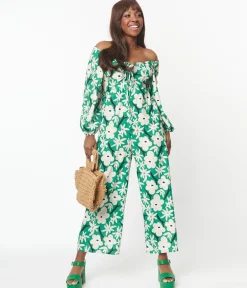 Green & Ivory Floral Jumpsuit