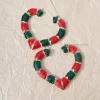 Green & Red Heart Hoop Earrings