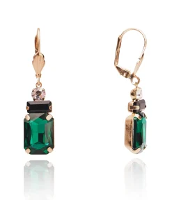 Green Rhinestone Art Deco Drop Earrings