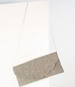 Gunmetal & Silver Beaded Envelope Clutch