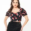 Hell Bunny Black & Red Hearts Crop Top