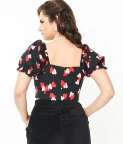 Hell Bunny Black & Red Hearts Crop Top