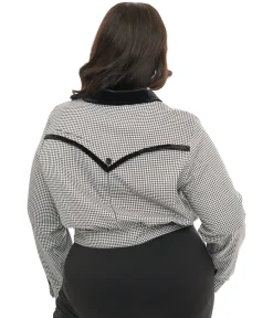 Hell Bunny Plus Size 1940s Black & White Houndstooth Teddy Jacket