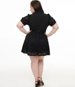 Hell Bunny Plus Size 1950s Black Lace Dominica Mini Dress