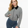 Hell Bunny 1940s Black & White Houndstooth Teddy Jacket