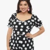 Hell Bunny 1960s Black & White Polka Dot Dolores Crop Top