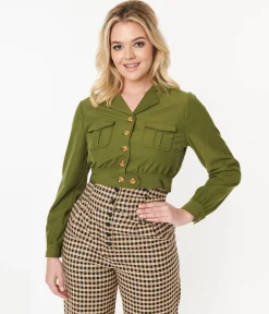 Hell Bunny 1940s Green Ravenswood Jacket
