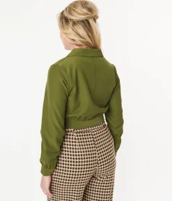 Hell Bunny 1940s Green Ravenswood Jacket