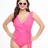 Hot Pink Wrap One Piece Swimsuit