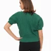 Hunter Green Cable Knit Short Sleeve Sweater