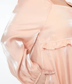Iridescent Peach Ruffled Babydoll Dress