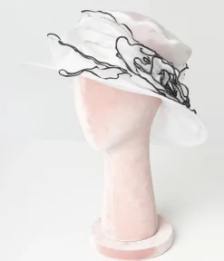 Ivory & Black Floral Hat