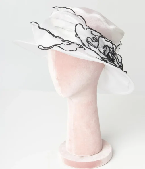 Ivory & Black Floral Hat