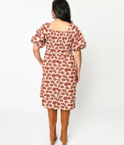 Ivory & Red Floral Kiss Jacquard Fit & Flare Dress