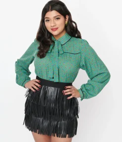 Jade Blue Floral Paisley Blouse