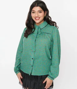 Jade Blue Floral Paisley Blouse