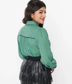 Jade Blue Floral Paisley Blouse