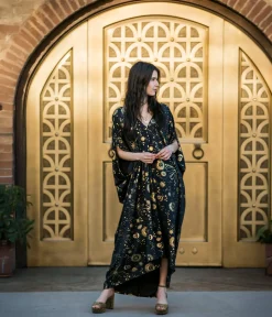 Jennafer Grace Black & Gold Celestia Caftan