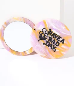 Lavender & Orange Marble Have A Bad Day Compact Pocket Mirror