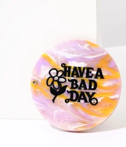 Lavender & Orange Marble Have A Bad Day Compact Pocket Mirror