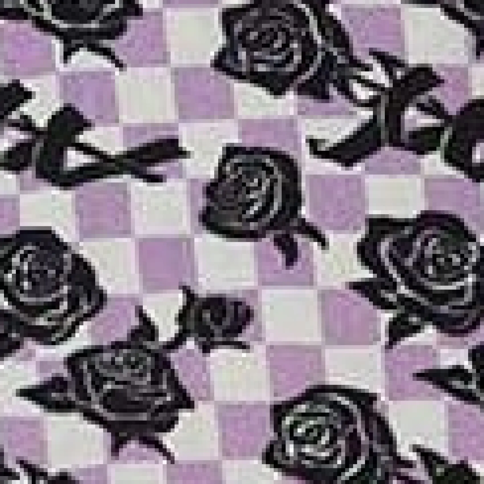 Lavender & White Checkered Rose Shift Dress