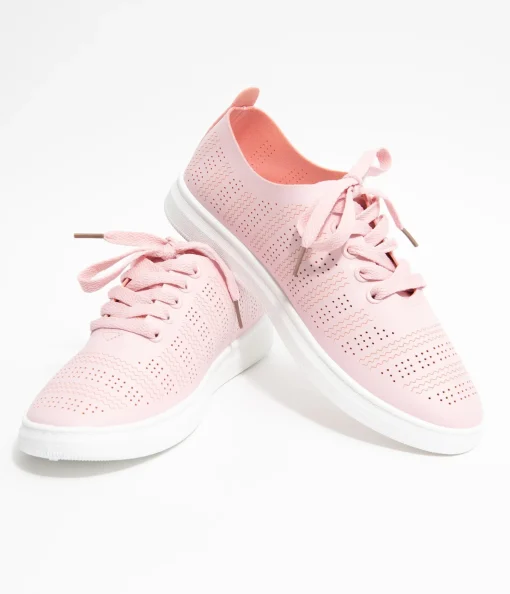 Light Pink Perforated Sneakers