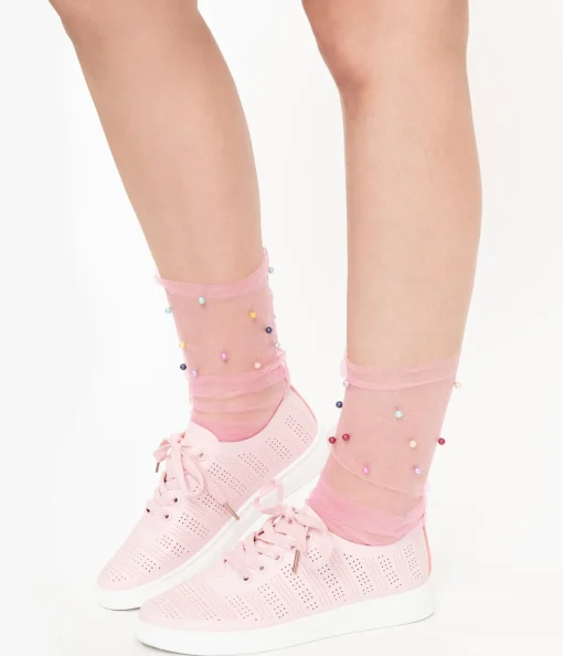 Light Pink Perforated Sneakers
