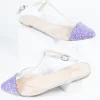 Lilac Purple Glitter & Clear Vinyl T-Strap Flats