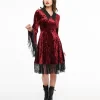 Lively Ghosts Red Velvet Fringe Moon Dress
